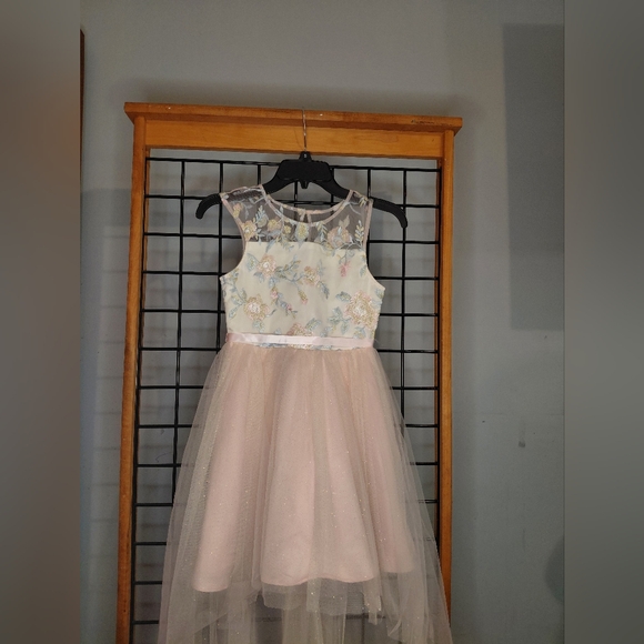 Rare Editions Floral Bodice Dress with Pink Tulle - Picture 1 of 2